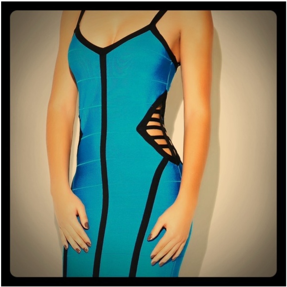 Arden B Blue and Black Strappy Dress